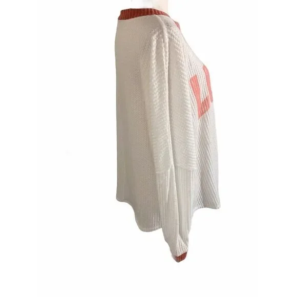PHIL LOVE RINGER TOP MEDIUM WHITE ORANGE THERMAL - Picture 3 of 9